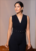 V-Neck Sleeveless Jumpsuit - 161222