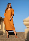 V-Neck Linen Dress - 170323