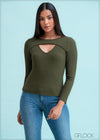 Cutout Detail Ribbed Top - Casual 0511