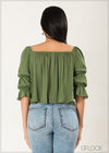 Puff Sleeve Crinkle Top - 211022