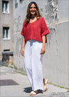 V-Neck Linen Top - 3004