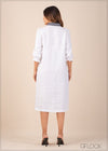 Embroidered Linen Shift Dress - 210123