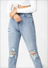 Moon Wash Crop Ripped Jean - 071122