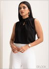 Sleeveless Top With Neck Tie - 1307