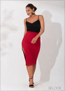Side Slit Midi Skirt - 090123