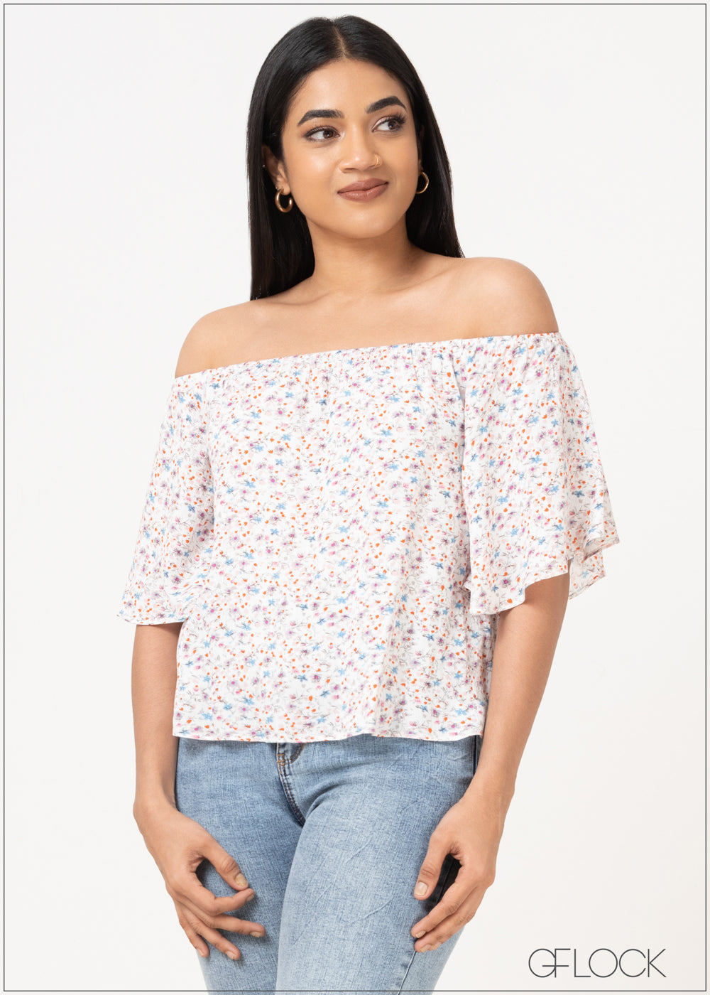 Crinkle Off Shoulder Top - 031022
