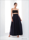 High Waisted Pleated Maxi Skirt - 110423