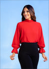 Poet Sleeved High Neck Top - 111222