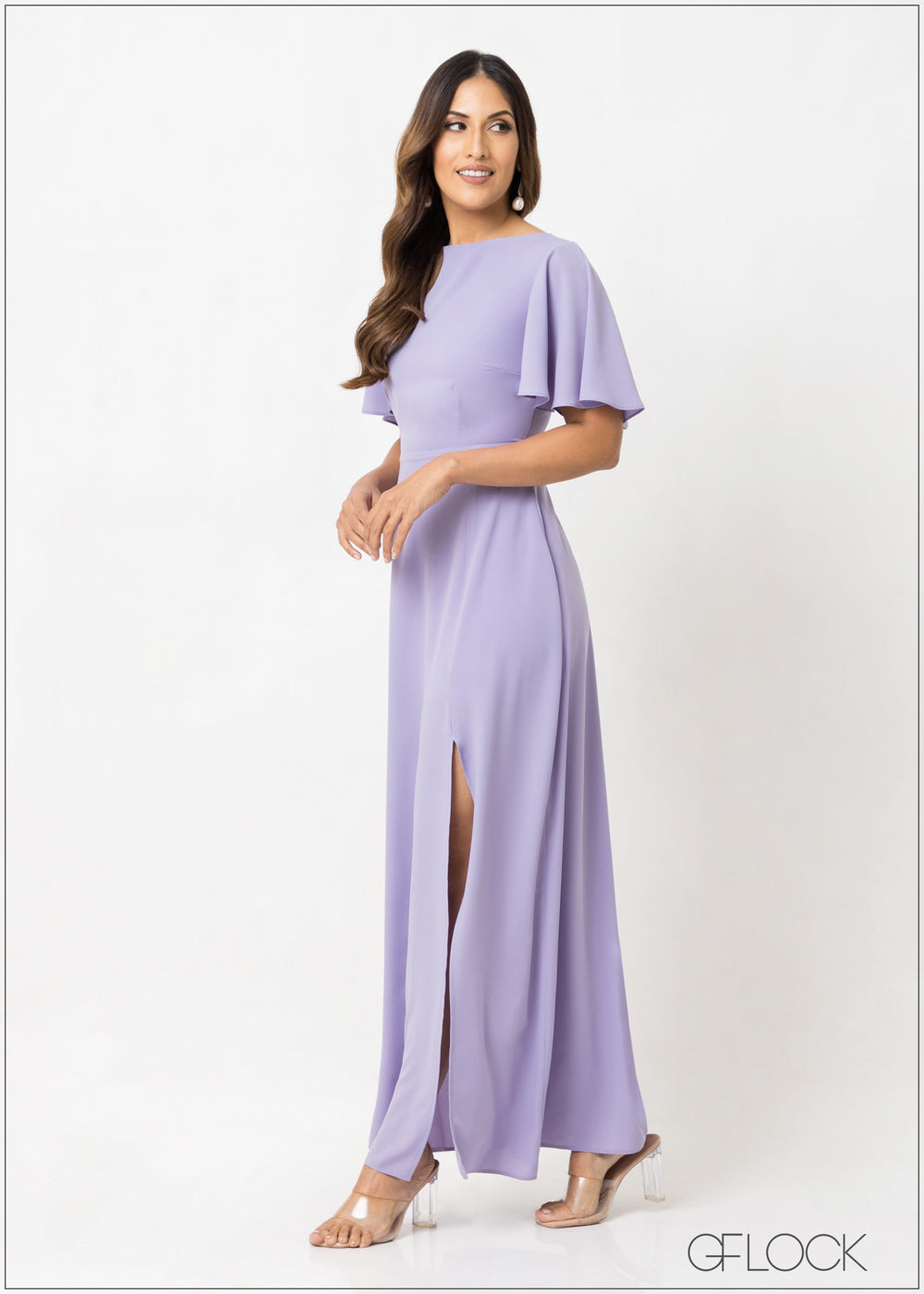 Slit Detailed Flared Maxi Dress - 300123