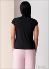 High Neck Power Shoulder Top - 2506