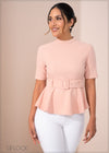 Peplum Top With Belt - 270123