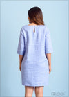 3/4 Sleeve Linen Shift Dress - 300323