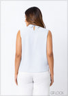 Collared Top With Shoulder Pleats - 230123