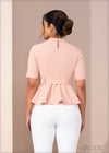 Peplum Top With Belt - 270123