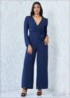 Flared Leg V-Neck Jumpsuit - 2507