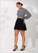 Mock-Wrap Tie Up Top - 090123