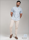 Printed Normal Collar Short Sleeve Shirt - 090423