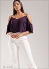 Cold Shoulder Ruffle Top - 3101