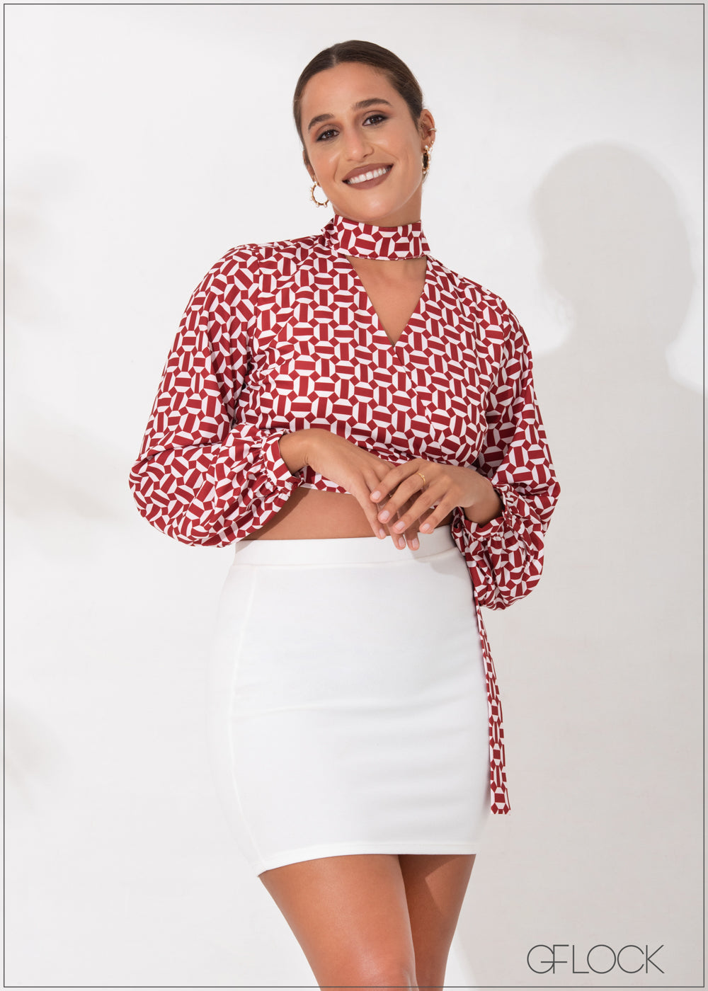 Mock-Wrap Tie Up Top - 090123