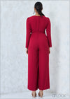 Flared Leg V-Neck Jumpsuit - 2507