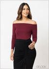 Long Sleeved Off Shoulder Top - 300123