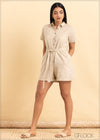 Linen Button Down Romper - 2105