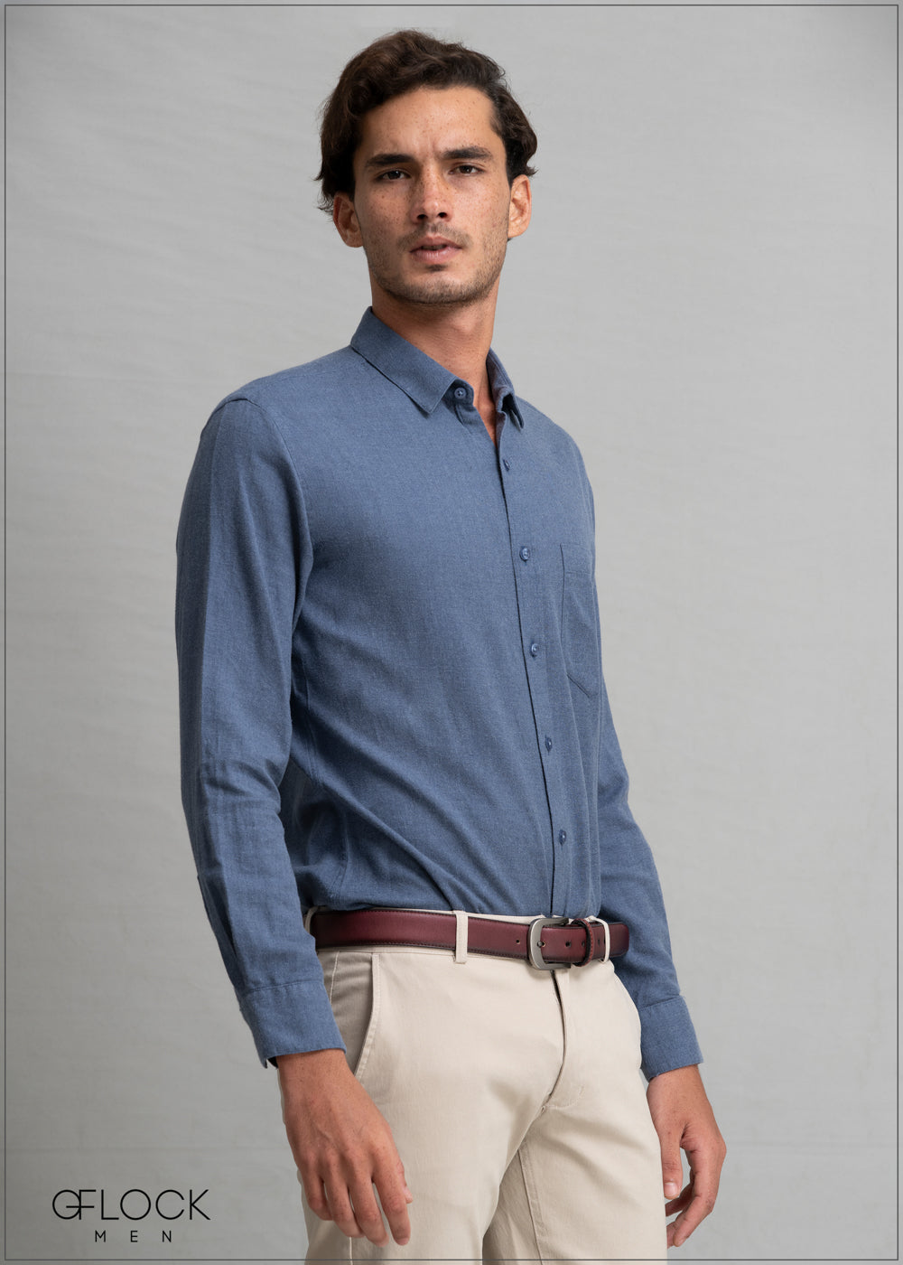 Normal Collar Long Sleeve Flannel Shirt - MSC1221