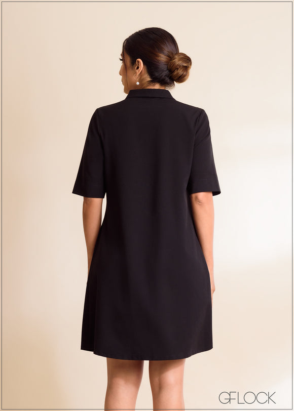 Short Sleeve Shirt Dress - 030423