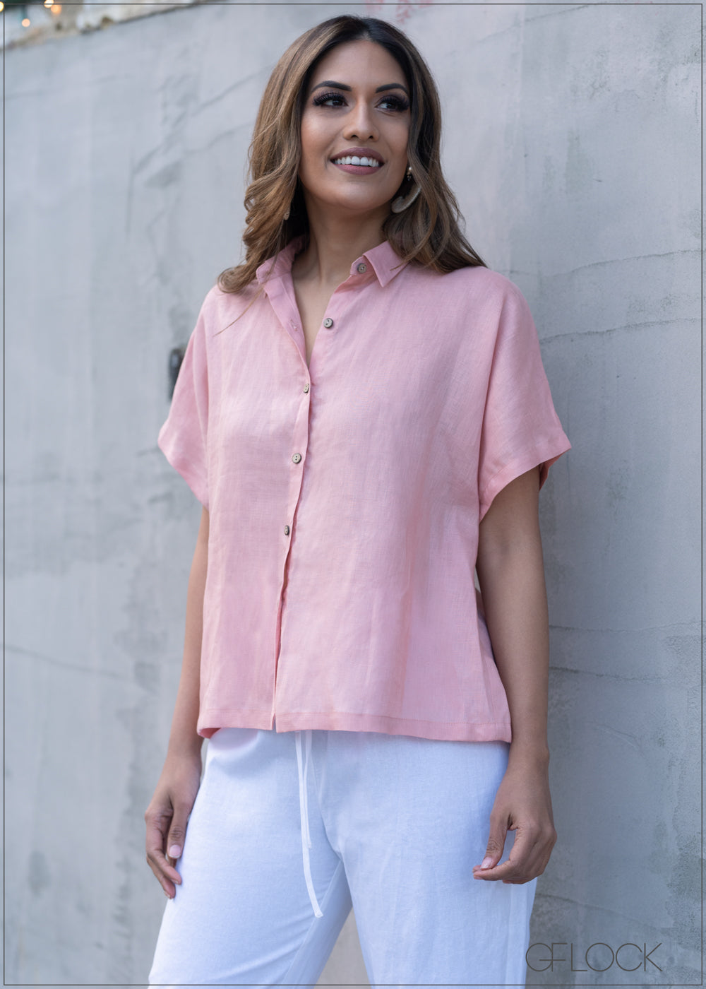 Short Sleeve Linen Shirt - 1004