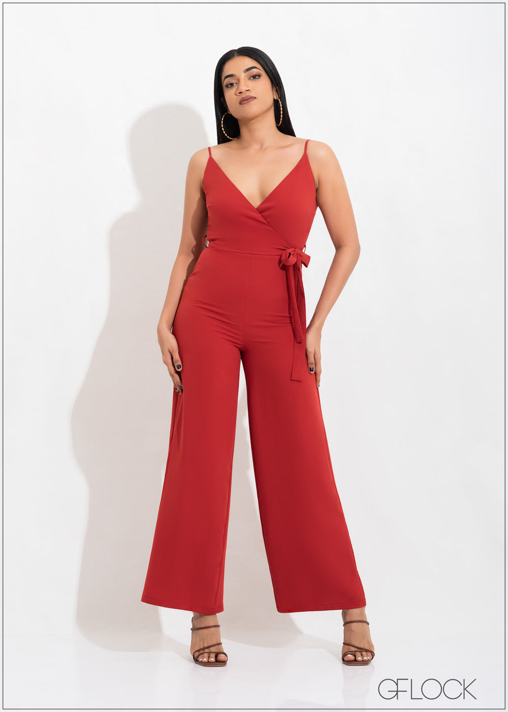 Surplice Neck Wide Leg Jumpsuit - 051222