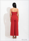 Surplice Neck Wide Leg Jumpsuit - 051222