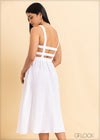 Strappy Cutout Back Linen Dress - 2105