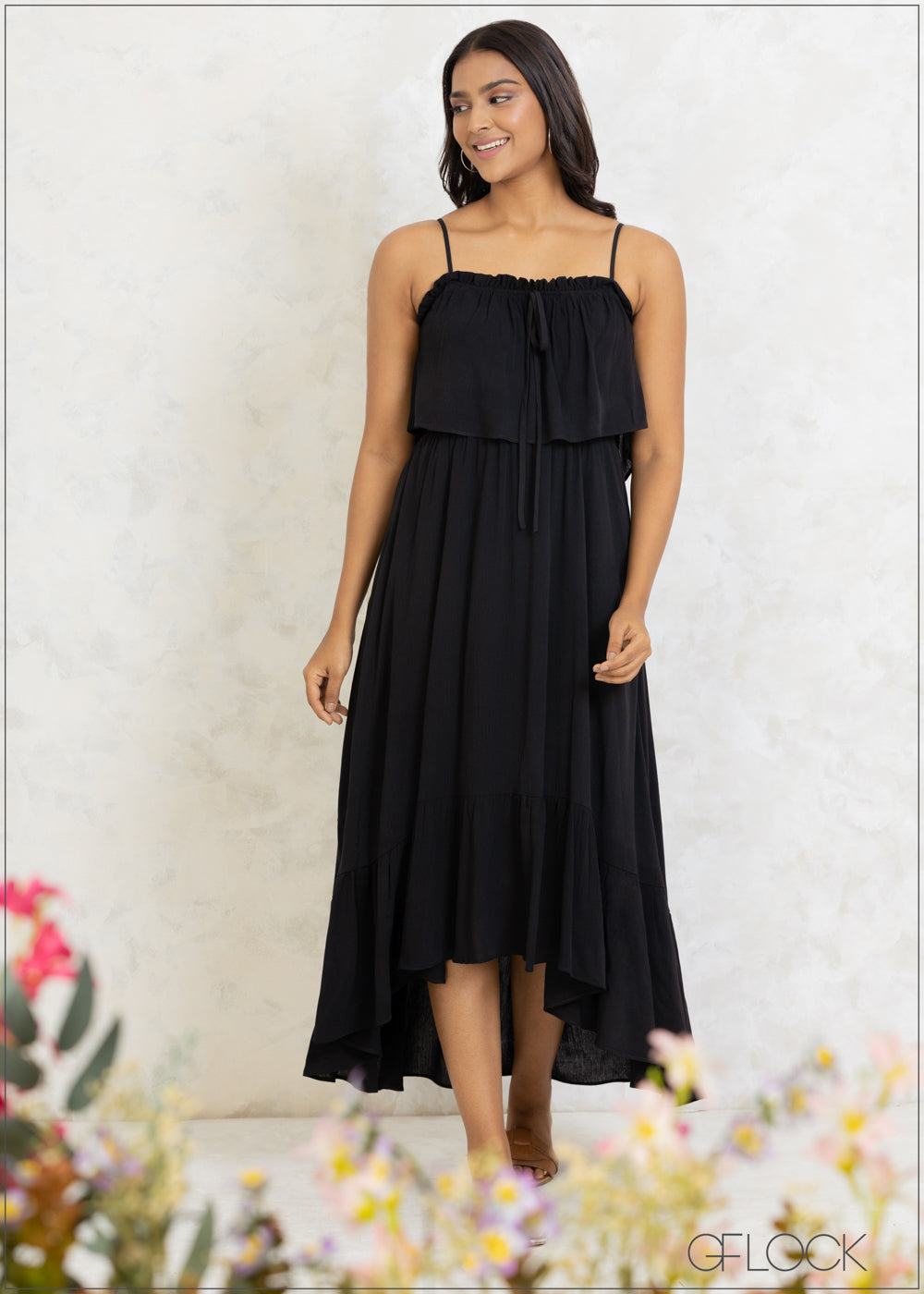 Crinkle Ruffle Layered Maxi Dress - 1807