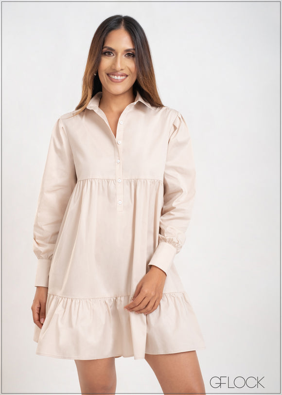 Puff Sleeve Mini Dress - 200323