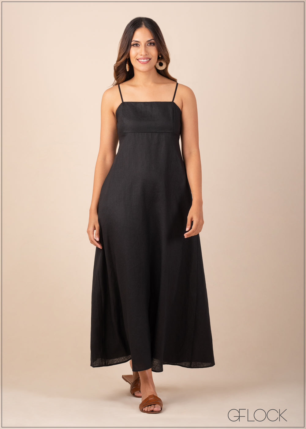 Empire Waist Linen Dress - 210123