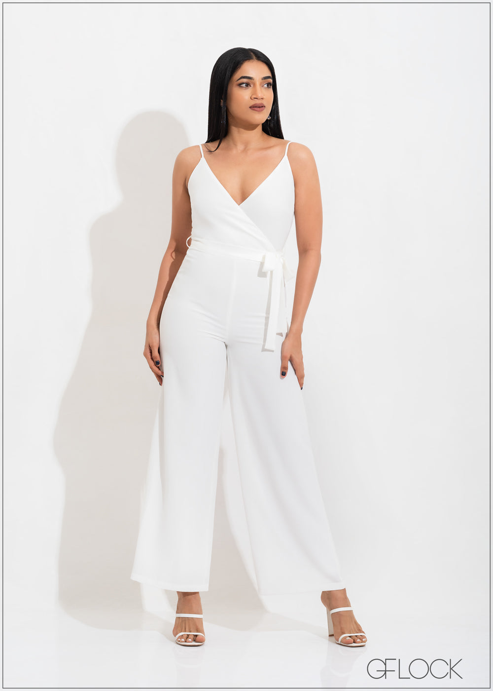 Surplice Neck Wide Leg Jumpsuit - 051222