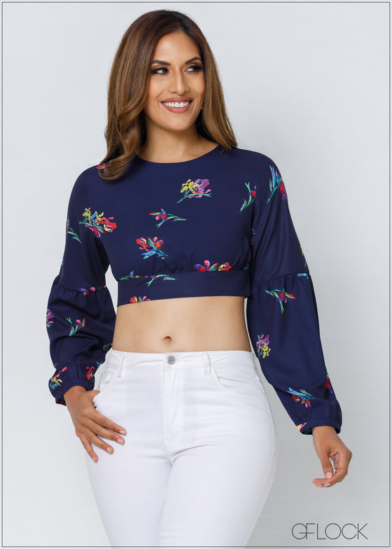 Puff Sleeve Crop Top - 2208