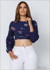 Puff Sleeve Crop Top - 2208