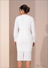 Long Sleeve Pleat Detail Midi Dress - 270123