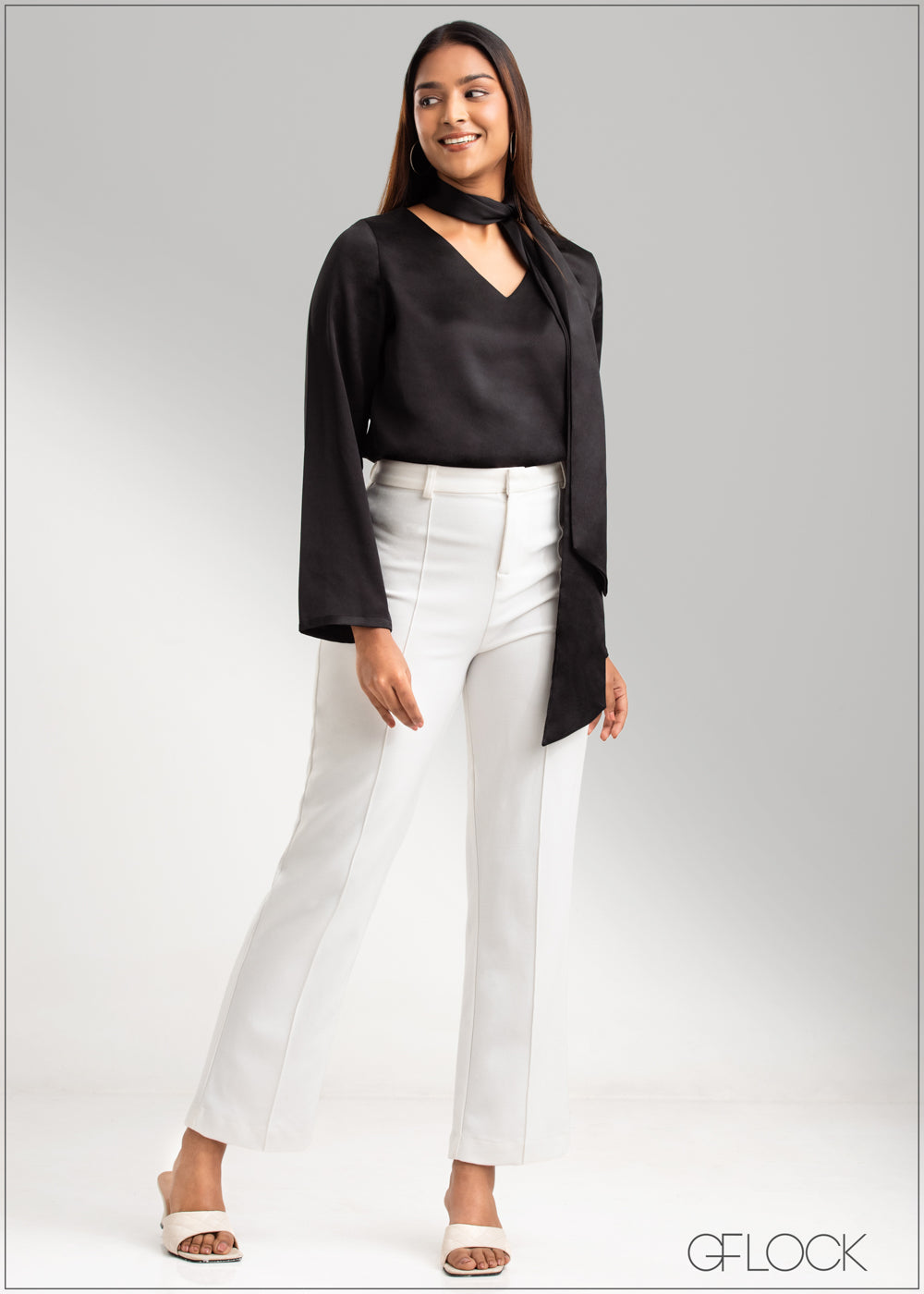 Neck Tie Satin Top - 2706 