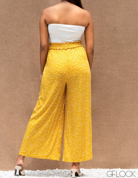 Smocked Waist Printed Pant - 1406