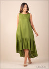 Ruffle Hem Linen Dress - 210123