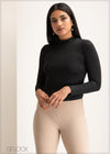 High Neck Ribbed Top - 1307
