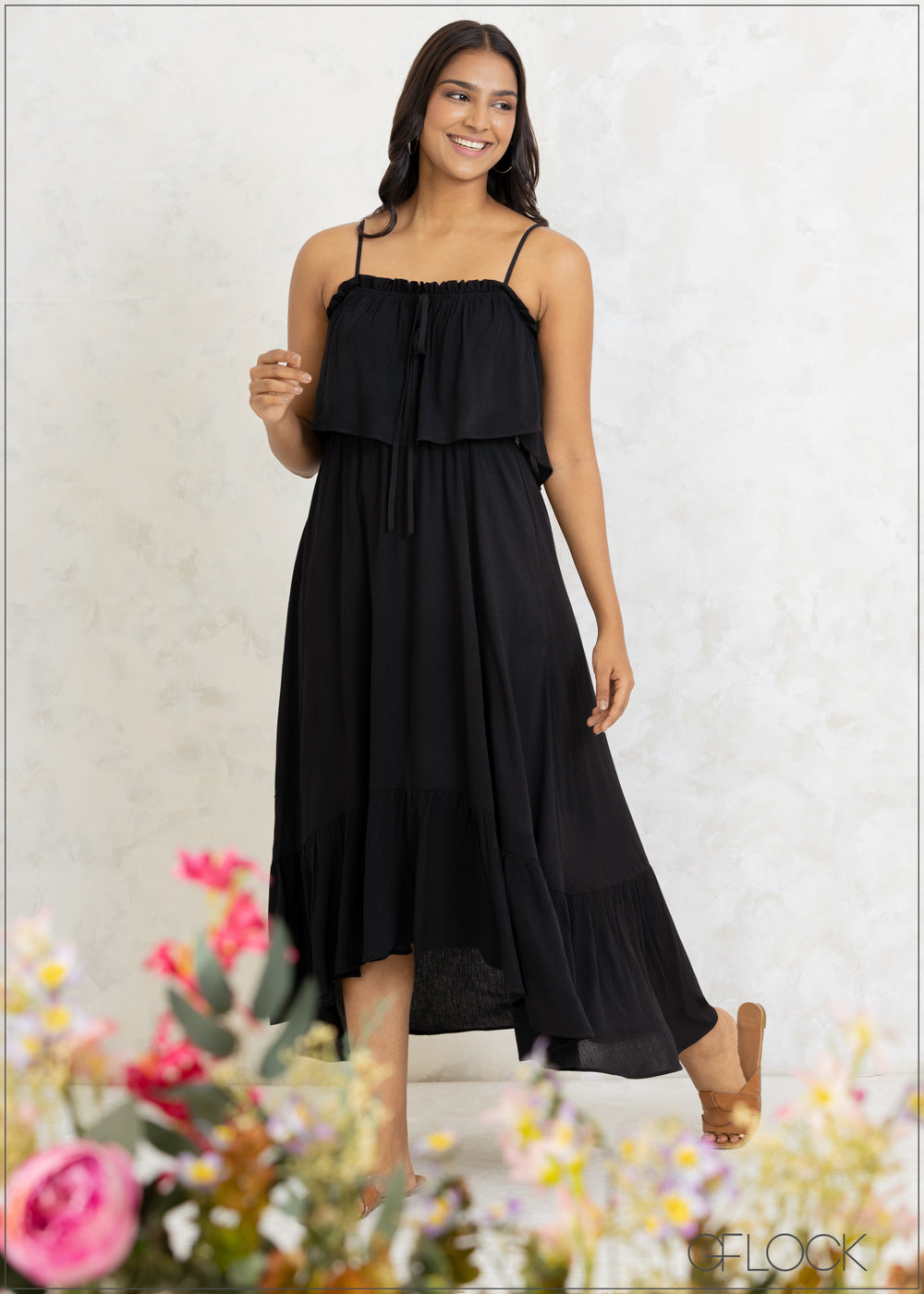 Crinkle Ruffle Layered Maxi Dress - 1807