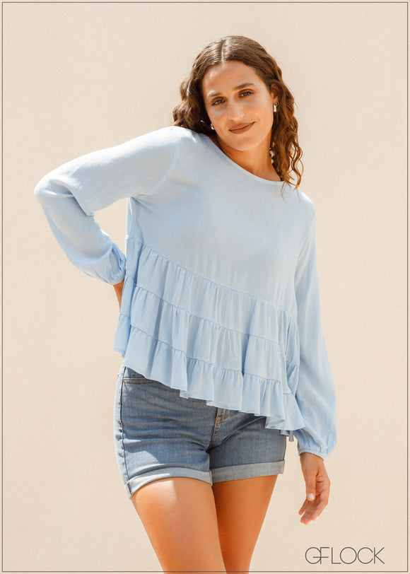 Tiered Long Sleeve Top - 070123