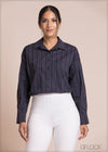 White Striped Oversized Shirt - 100423