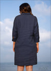 Collared Linen Shift Dress - 080423