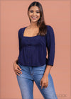 Square Neck Empire Waist Top - 1803