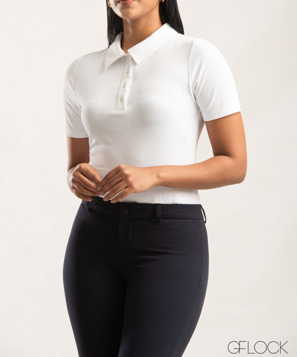 Collared Ribbed Top - 0209