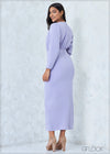 Puff Sleeved Midi Dress - 2507